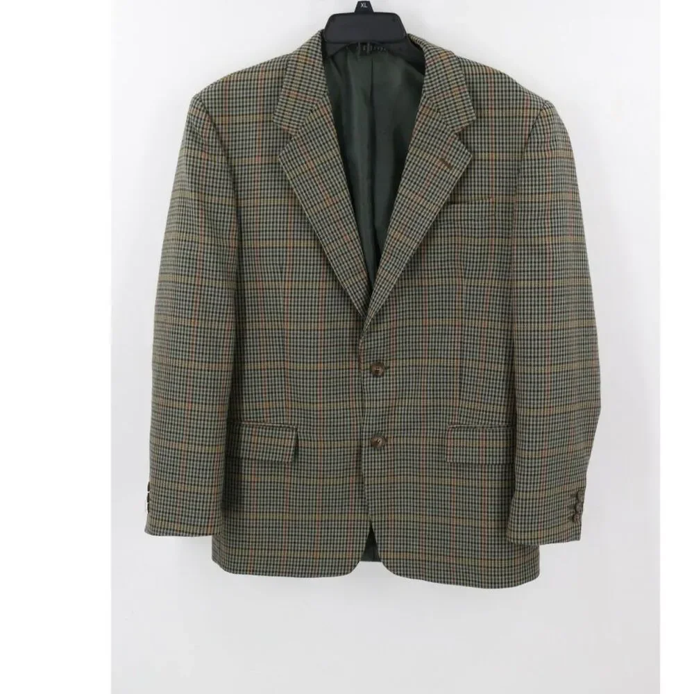 Enrico Gorlani Wool Blend Mens Sports Coat Gun Check Plaid Size 38 Classic Prep